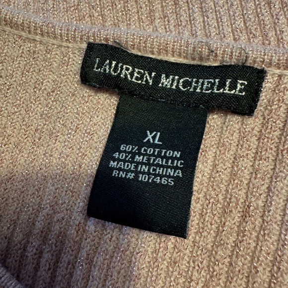 Lauren Michelle Pink metallic threading, Beading, & sequenced Fitted Top size XL - Picture 8 of 9